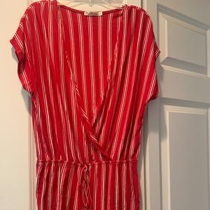 Red and White Striped Romper